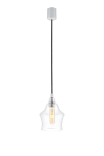 Kaspa 10134109 LONGIS - Závěsné svítidlo s čirým sklem, černý textilní kabel, 1 x E27, Ø 12cm