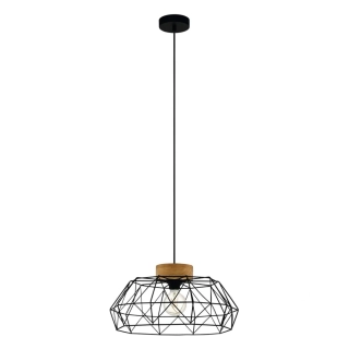 Eglo 44089 PADSTOW - Originální závěsné svítidlo v kombinaci černé oceli a světlého dřeva, E27, ø 45,5cm