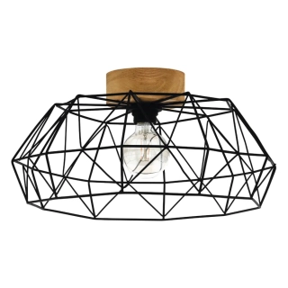 Eglo 44088 PADSTOW - Originální stropní svítidlo v kombinaci černé oceli a světlého dřeva, E27, ø 35,5cm