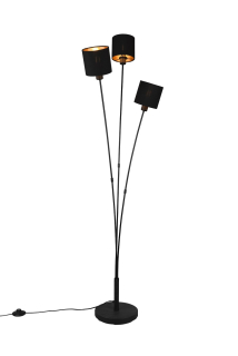 Trio Leuchten R46333979 TOMMY - Moderní trojramenná stojací lampa 3 x E14, 150cm výška / černo zlatá