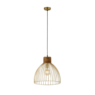 Leuchten Direkt 11489-60 ALAMI - Závěsný lustr s mozasným stínidlem a dřevěným prvkem, 1 x E27, Ø 40cm