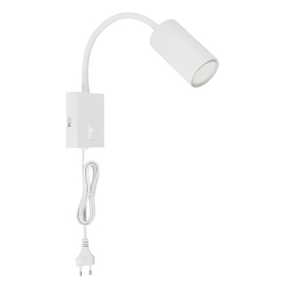 Globo 57911WW ROBBY - Nástěnná čtecí lampa v bílé barvě s kabelem do zásuvky, 1 x GU10