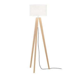 Fischer Honsel 40478 SHINE WOOD - Stojací lampa na dřevěné trojnožce, 3 x E27, Ø 45cm, výška 164cm