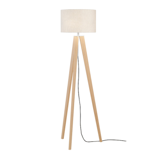 Fischer Honsel 40479 SHINE WOOD - Stojací lampa na dřevěné trojnožce, 3 x E27, Ø 45cm, výška 164cm