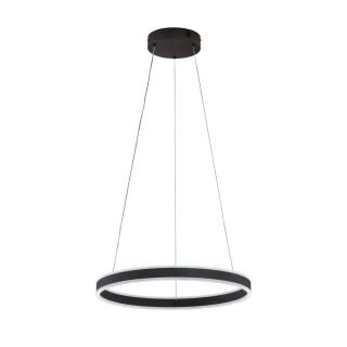 Fischer Honsel 61047 SIRKO - Černý LED závěsný kulatý lustr stmívatelný dálkovým ovladačem, LED 40W, 6500lm, 2700 - 6500K, Ø 50cm