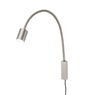 Fischer Honsel 30499 JUSTI - Nástěnná stříbrná čtecí lampička s husím krkem a vypínačem, 1 x LED GU10