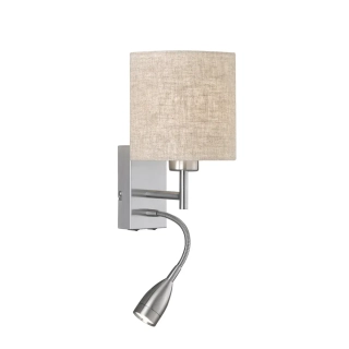 Fischer Honsel 30314 DREAMER - Nástěnná lampička s textilním stínidlem a čtecí bodovkou, 1 x E27 + LED 4W, 2700K, 2x vypínač