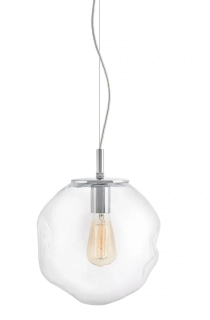 Kaspa 10412109 AVIA M - Závěsné svítidlo s nepravidelným průhledným stínidlem, chrom lesk, 1 x E27, Ø 30cm