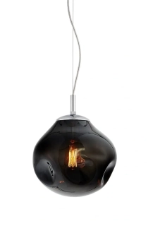 Kaspa 10421108 AVIA S - Závěsné svítidlo s nepravidelným průhledným stínidlem v grafitové barvě, 1 x E27, Ø 25cm