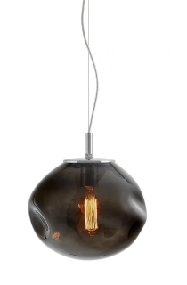 Kaspa 10422108 AVIA M - Závěsné svítidlo s nepravidelným průhledným stínidlem v grafitové barvě, 1 x E27, Ø 30cm