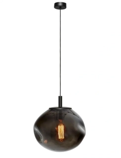Kaspa 11152108 AVIA BLACK S - Závěsné černé svítidlo s nepravidelným průhledným stínidlem v grafitové barvě, 1 x E27, Ø 25cm