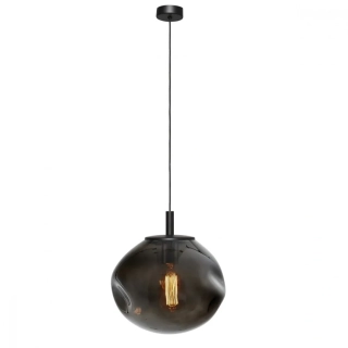 Kaspa 11154108 AVIA BLACK M - Závěsné černé svítidlo s nepravidelným průhledným stínidlem v grafitové barvě, 1 x E27, Ø 30cm