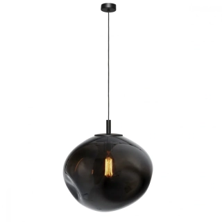 Kaspa 11156108 AVIA BLACK L - Závěsné černé svítidlo s nepravidelným průhledným stínidlem v grafitové barvě, 1 x E27, Ø 40cm