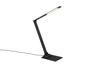 Trio Leuchten 545310132 TRAVIS - LED stolní lampa na pracovní stůl v černé barvě s USB pro nabíjení mobilu, LED 6,5W, 3000+5000+6500K