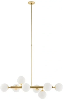 Kaspa 10754805 CUMULUS 2 - Stropní svítidlo na tyči ve zlaté barvě, bílá skla, 8 x E14, šířka 85cm