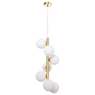 Kaspa 10757705 CUMULUS VERTICAL - Závěsné svítidlo ve zlaté barvě, bílá skla, 7 x E14, Ø 26cm