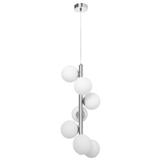Kaspa 10758703 CUMULUS VERTICAL - Závěsné svítidlo v lesklém chromu, bílá skla, 7 x E14, Ø 26cm