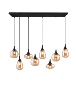 Trio Leuchten 317000813 LUMINA - Závěsné svítidlo s jantarovými stínidly nad jídelní stůl, 8 x E14, šířka 121cm