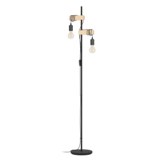 Eglo 43516 TOWNSHEND - Retro stojací lampa se dřevěným prvkem, 2 x E27