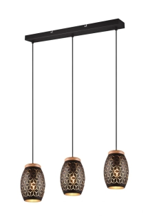Trio Leuchten R31573080 BIDAR - Závěsné svítidlo nad jídelní stůl v černo zlaté barvě, 3 x E27, 71cm šířka