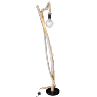 Globo 42060146X NERIDA - Stojací dřevěná lampa s omotaným lanem, 1 x E27, 150cm