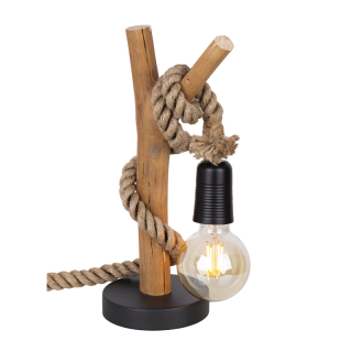 Globo 52060146X NERIDA - Stolní dřevěná lampa s omotaným lanem, 1 x E27, 40cm