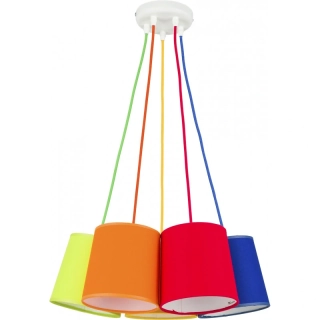 TK LIGHTING 2215 - Závěsný barevný lustr s barevnými textilními stínidly, 5 x E27