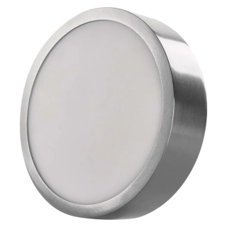 EMOS ZM5233 NEXXO - Přisazený stropní LED panel v broušeném niklu, 12,5W, 1100lm, 3000 + 3500 + 4000K, IP40/IP20, Ø 17cm