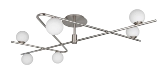 Trio Leuchten 668900607 FLAMING - Moderní stropní svítidlo v matném niklu, 6 x G9, 120 x 73,5cm
