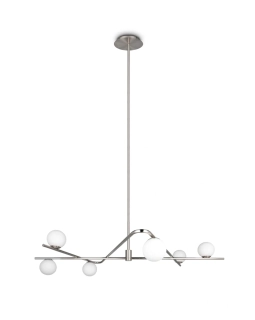 Trio Leuchten 368900607 FLAMING - Moderní svítidlo na tyči v matném niklu, 6 x G9, 120 x 73,5cm