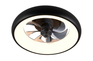 Trio Leuchten R69182132 MUONIO - Stropní LED černý ventilátor s dálkovým ovladačem, LED 20W, 2300lm, 2700-6500K, Ø 40cm